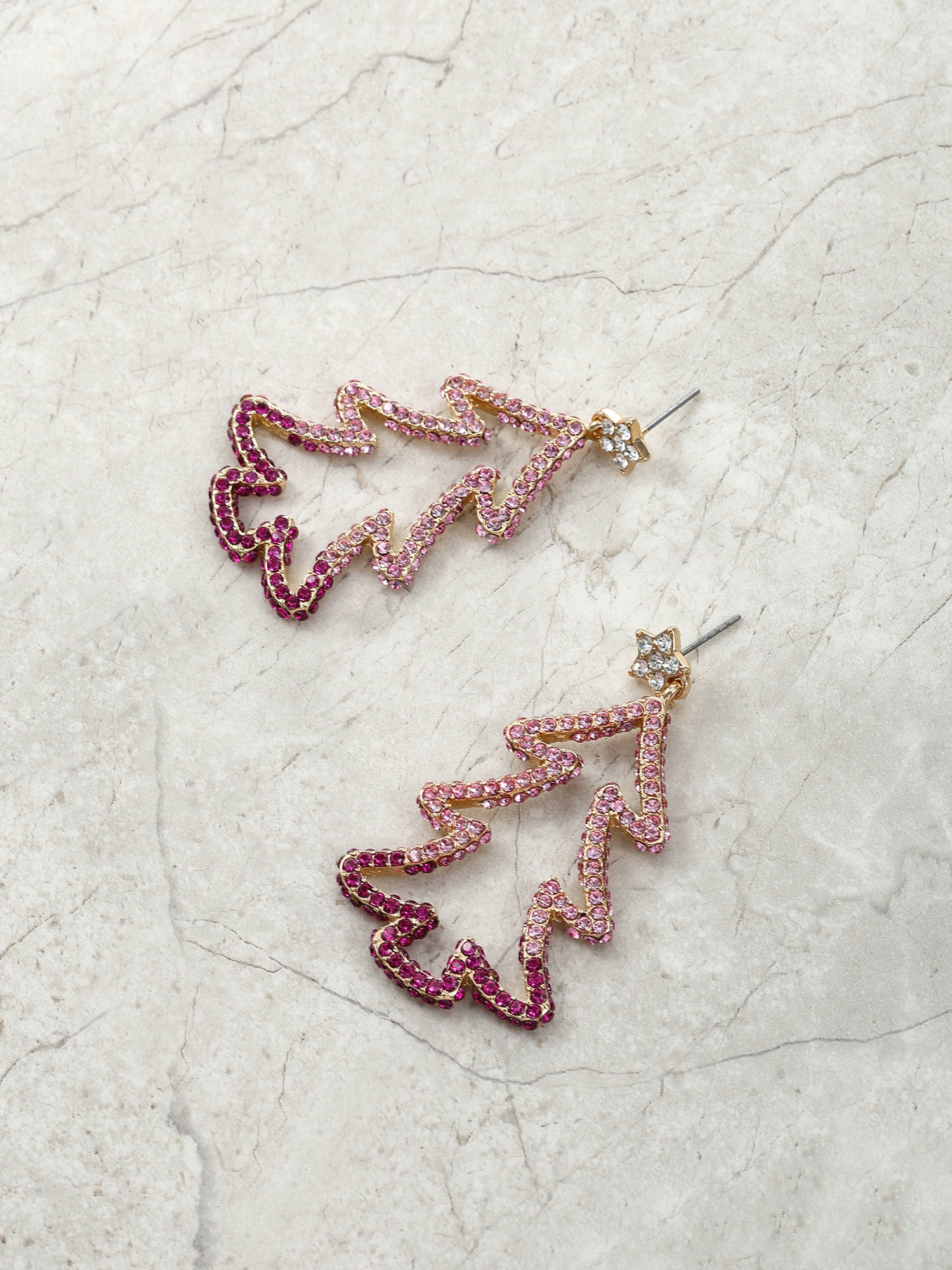 Packed Party Pink Christmas Tree Earrings
