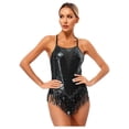 thumbnail image 3 of Aislor Justaucorps de Danse Latine à Franges à Sequins pour Femmes, Justaucorps, Robe de Performance Tango Salsa Noire P, 3 of 7