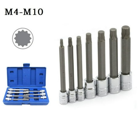 7PCS 3/8inch Socket Tool Set Drive Extra Long Torx Star Bit Wrenches Set T25-T60 M5 M6 M7 M8 M9 M10, Hand Tools, DIY Kit