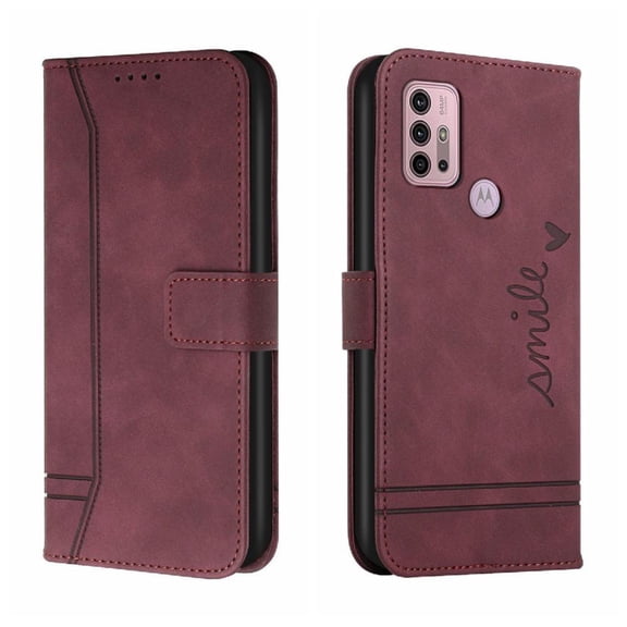 Phone Case for Motorola Moto G30/G20/G10 Magnetic Closure PU Leather Card Slots Cover Flip Folio Wallet Hand Strap