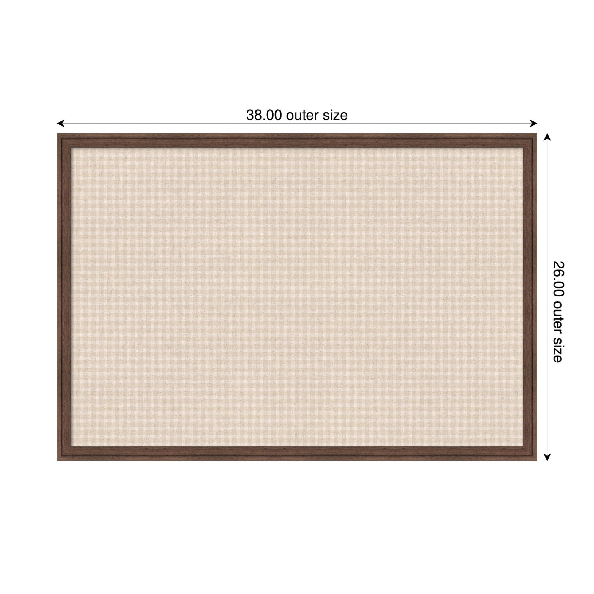 Kate and Laurel Framed Fabric Pinboard 38 x 26,  Printed Linen Classic Bulletin Board for Use as a Vision Board or Wall Organization, Florence Medium Brown Frame