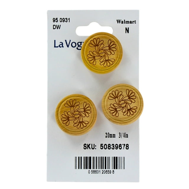 LA VOGUE Buttons, Natural Material - 3 pieces, 20mm (3/4in)