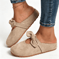 thumbnail image 3 of Women's Bowknot Faux Suede Mule Clogs, Slip-On Closed-Toe Casual Comfort Slides, 3 of 5