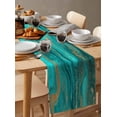 thumbnail image 6 of Turquoise Marble Table Runner 36 Inches, Farmhouse Modern Abstract Aesthetic Bed Runner Dresser Scarves Tabletop for Indoor Outdoor Parties/Ceremony/Banquet, 13"x 36", 6 of 8