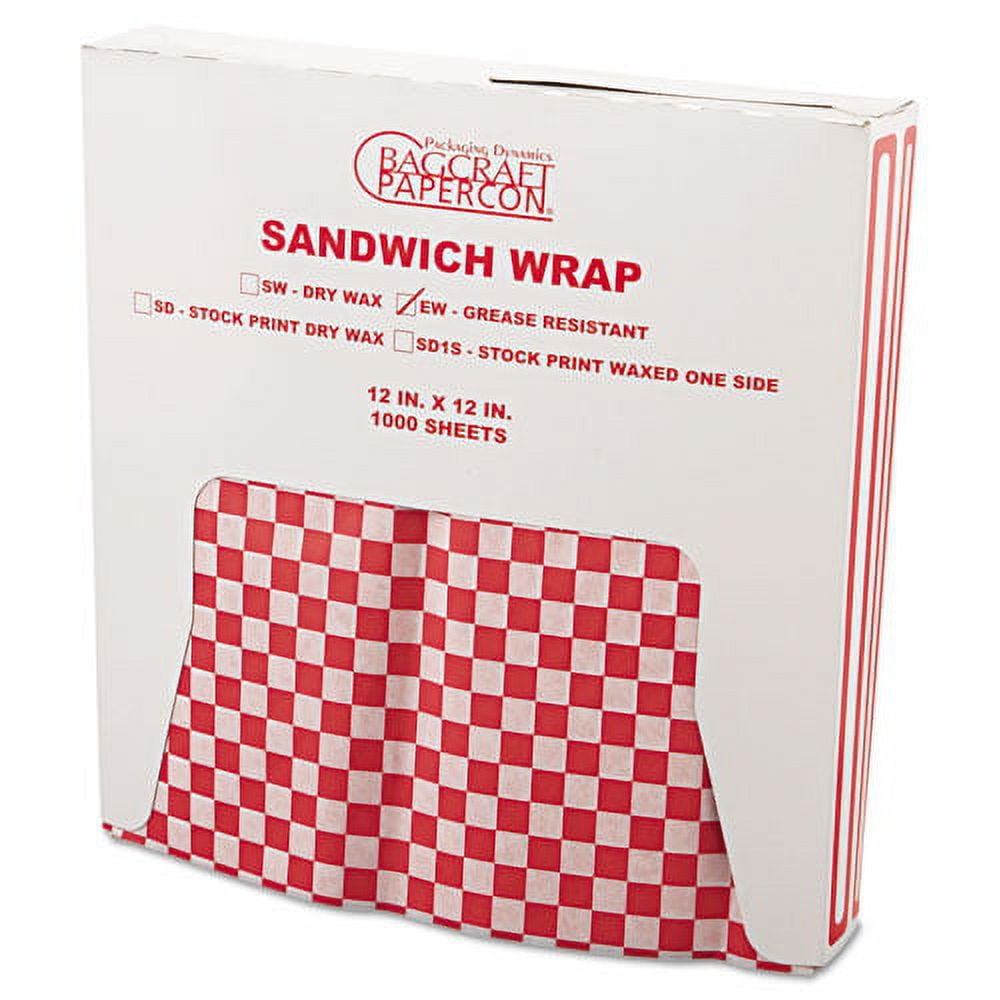 Deli Basket Liner/Paper Sheets Sandwich Wrap Checkered Pattern - 12 in x 12 in / Green & White Checkered / 5000 Pack