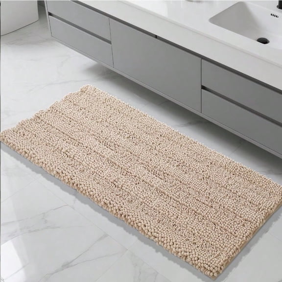 Bathroom Runner Rugs 55x24 Non Slip And Absorbent Bath Mat Super Soft Water Absorbent Hallway Carpet Machine Washable Rug For Vanity Tub Shower Beige