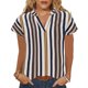 thumbnail image 1 of Camisetas de Manga Corta para las Mujeres Moda Casual Rayas Impreso Hombro a Mangas Cuello en V, 1 of 5