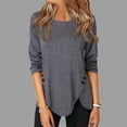 thumbnail image 1 of Womens Casual Long Sleeve Tunic Shirts  Neck Button Side Blouses Tops, 1 of 6