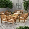 thumbnail image 2 of Cascada Outdoor Modern Acacia Wood 8 Seater Chat Set with Cushions, Brown Patina and Cream, 2 of 10