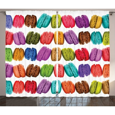 Colorful Home Decor Curtains 2 Panels Set French Macarons In A Row Coffee Cookies Flavours Pastry Bakery Design Window D For Living Room Colorful Home Decor Curtains 2 Panels Set French Macarons In A Row Coffee Cookies Flavours Pastry Bakery Design Window D For Living Room