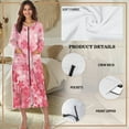 thumbnail image 6 of Yuyamidu Cherry Blossom Long Sleeve Bathrobe for Women Ladies Zipper Up Housecoat Zip Front Robe Loose Sleepwear Long Spa Robes Size 3XL Pink Mid-Calf Length Nightgowns, 6 of 7