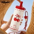 thumbnail image 5 of Sidagar 24 oz Ceramic Lined Insulated Water Bottle with Straw and Carry Strap, Cherry Red, 5 of 9