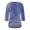 thumbnail image 7 of 3/4 Length Sleeve Womens Tops V Neck Casual Tunic Tops Basic Shirts Loose Fit Blouse Purple XL, 7 of 7