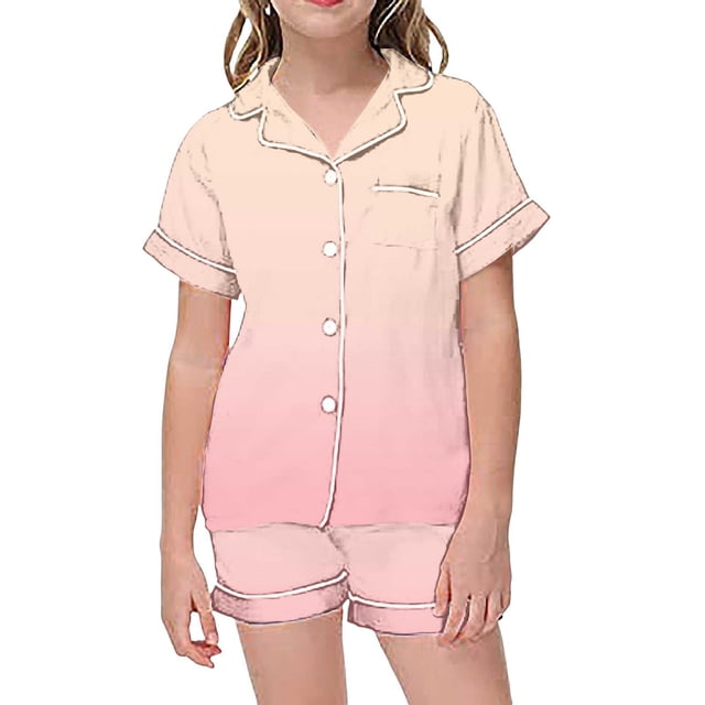 SXcggal One Ensemble de Pyjama 2 Pcs pour Enfants, Imprimé Graphique, Chemise à Manches Courtes avec Boutons, Ensemble de Pyjama Mignon et Confortable pour Garçons et Filles