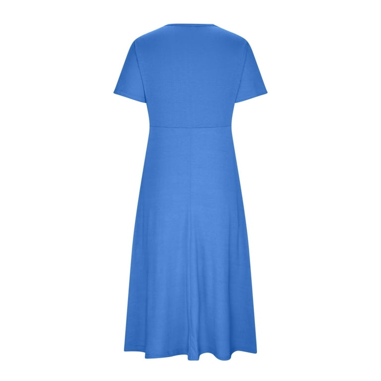 Dwaogom Fashion Women's Casual Short Sleeve Printed Round-Neck Ladies Dress Dresses Christmas Plus Size Fit Flare Dress For Teen Peplum Dress For