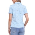 thumbnail image 3 of INSPIRAR CHIC Blusa de Algodón con Cuello Peter Pan y Mangas Abullonadas para Mujeres, Estampado Floral, Verano, Casual, Color Gris Azul, 3 of 6