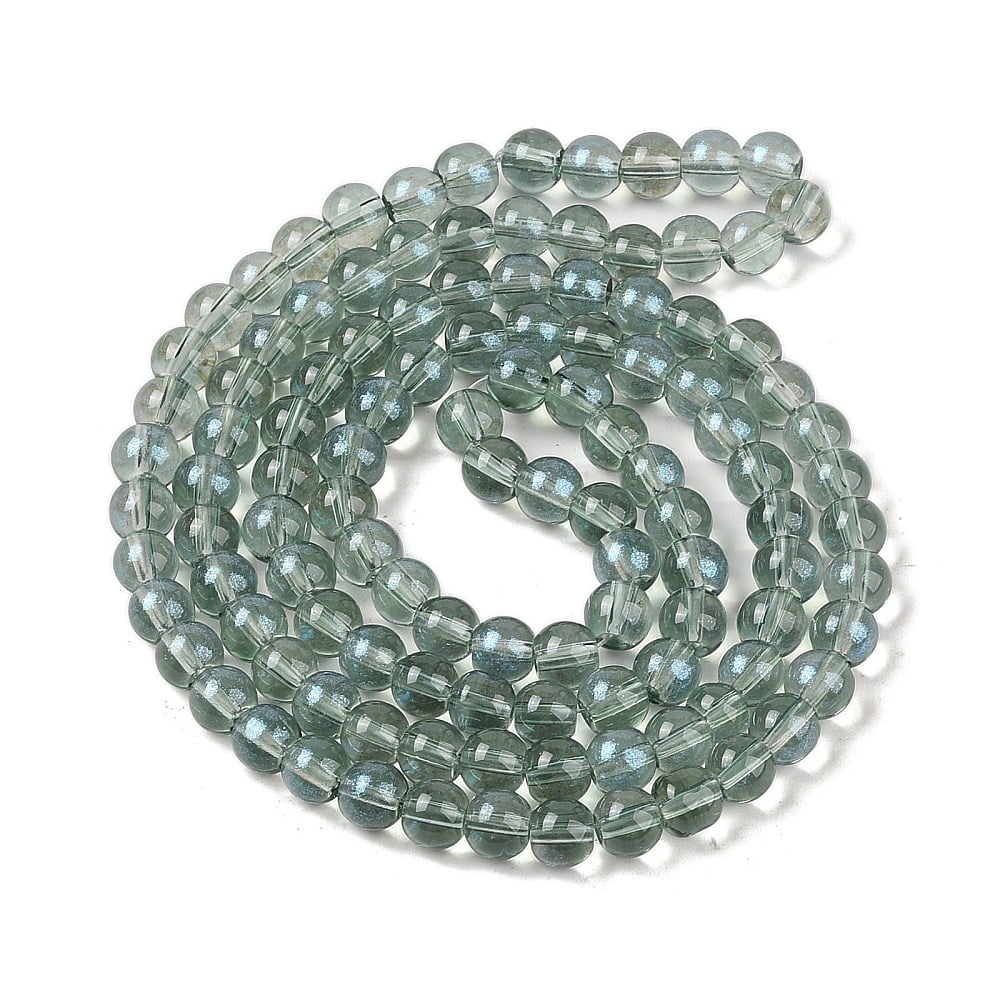 Glass Bead Strands with Glitter Powder Round Green 8x7.5mm Hole: 1mm about 105pcs/strand 31.02''(78.8cm)