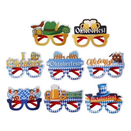 

8 Pairs Oktoberfest Party Decorative Glasses Photo Props Beer Party Ornaments