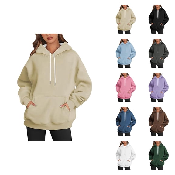 Basic Hoodies for Women 2025 Fashion Hooded Sweatshirt with Pockets Pullover Top