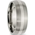 thumbnail image 4 of Titanium/Silver Two-Tone Titanium Brushed With Sterling Silver Inlay 8mm Band (Size 12) Made In China tb80-12, 4 of 5