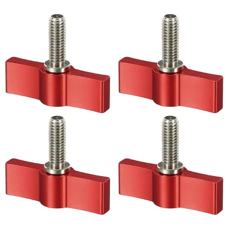 

Uxcell Threading Rotating Knob 4Pcs T Type M6 17mm Camera Thumb Screw Red Aluminum