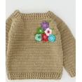 thumbnail image 4 of Woonie Handmade Full Sleeves Floral Design Sweater-Beige, 4 of 4