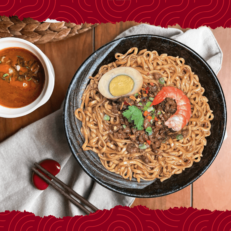 A-Sha 3D Meteor Noodles, Danzai Sauce, Chewy Vegan Noodles, 3.5