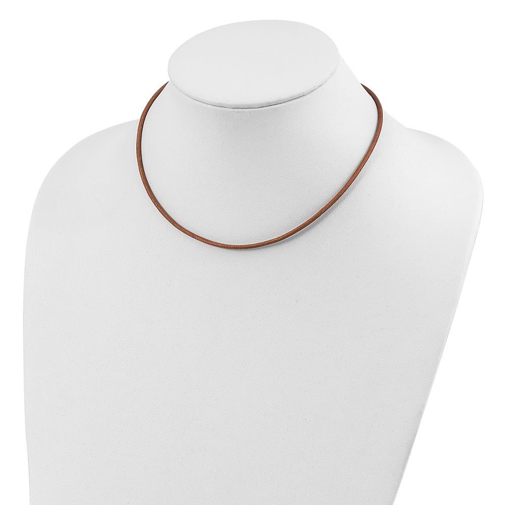 Diamond2Deal 925 Sterling Silver 2mm Natural Leather Cord Necklace for Women 16"