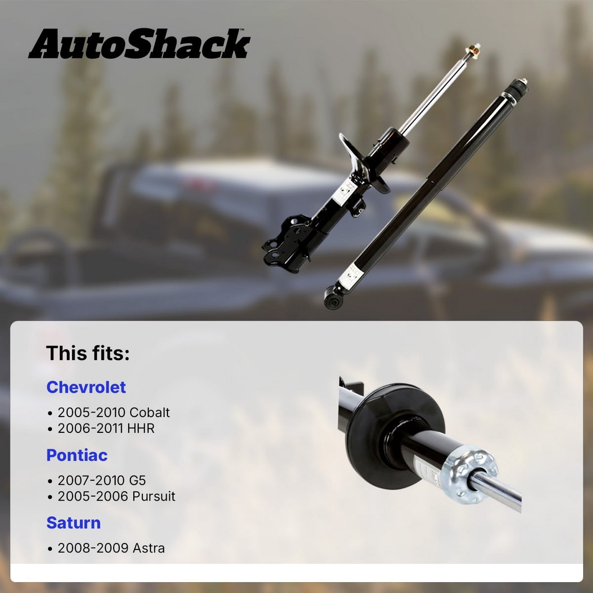 AutoShack Rear Shock Absorbers - Driver and Passenger Side for Chevrolet, Pontiac & Saturn, Cobalt 2005-2010 HHR 2006-2011 G5 2007-2010 Astra 2008-2009 Pursuit 2005-2006, FWD L4 1.8L 2.0L 2.2L 2.4L