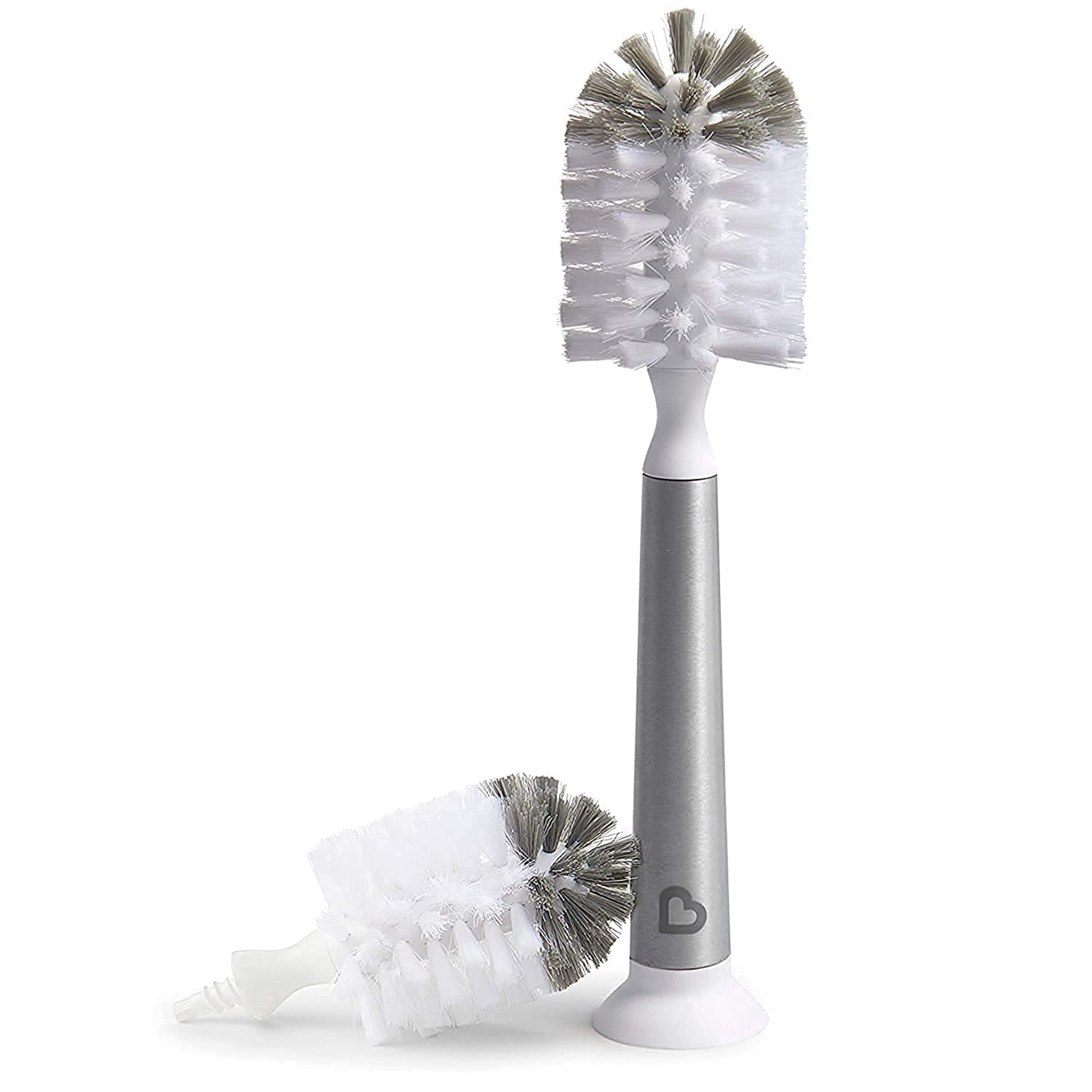 Munchkin Shine Stainless Steel Bottle Brush with Refill Brush Head, Gray