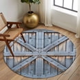 thumbnail image 2 of Round Rugs 7 Ft, Farmhouse Wood Grain Non Slip Area Rugs for Kitchen Bedroom Entryway, Vintage Country Barn Gate Textured Washable Carpet Runner Rug Floor Mats for Bedroom Home Decor, 2 of 8