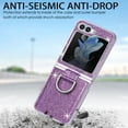 thumbnail image 6 of Allytechgroup Glitter Bling Case for Samsung Galaxy Z Flip 5, Ring Holder Slim Fit Soft TPU Anti-Scratch Bumper Shockproof Luxury Phone Case for Girls Women, Purple, 6 of 8