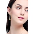 thumbnail image 4 of Lightweight Teardrop Hoop Earrings for Women - 14k Gold/White Gold Plated Large Oval Pull Through Hoop Earrings High Polished Statement Jewelry Gift for Women, 4 of 5