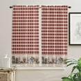 thumbnail image 2 of 63 Inch Long Tier Curtains for Kitchen, American Country Star Retro Red Checked Plaid Bathroom Window Curtains Rod Pocket Short Curtains Window Treatment Tiers for Living Room Farmhouse 2 Panels, 2 of 5