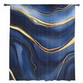 thumbnail image 2 of Marble Navy Blue Semi Sheer Curtains Drapes for Living Room, Bedroom, French Doors Window 108 Inches Long, Modern Golden Ombre Retro Fluid Art Rod Pocket Chiffon Curtain Drapery Voile Drape Panel, 2 of 6