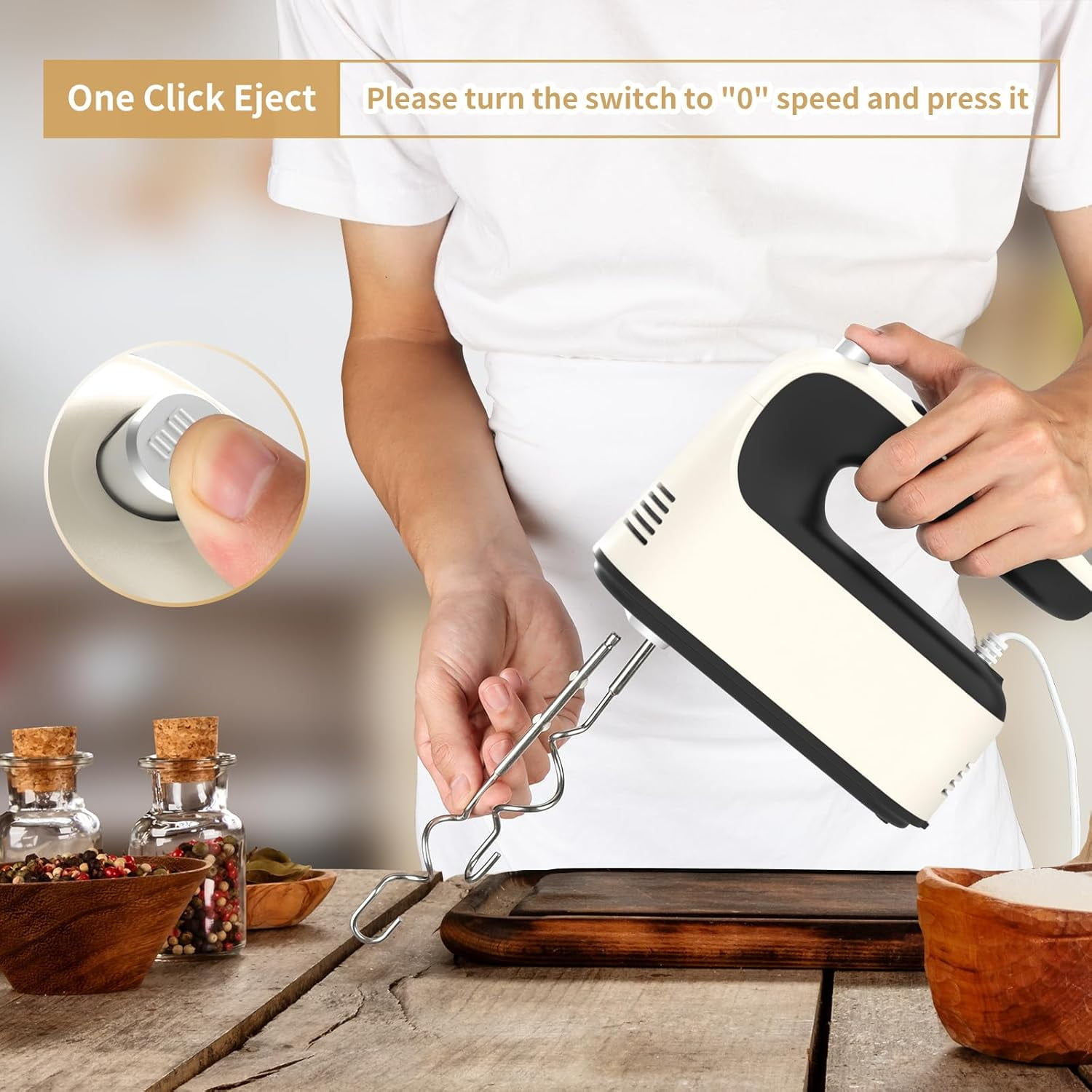 400W DC Motor Digital Hand Mixer with Storage Case, 5 Stainless Steel Accessories including Beaters, Dough Hooks and Whisk