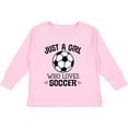 thumbnail image 3 of Inktastic Just a Girl Who Loves Soccer Girls Long Sleeve Toddler T-Shirt, 3 of 5