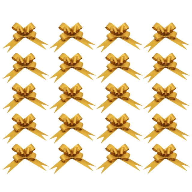 MasteelfCA 50Pcs 9cm Beautiful Pull Bowknots with Snowflake Pattern Christmas Decorative Pull Bowknots Gift Box Pull Bows Bowknot Ribbon(Golden)