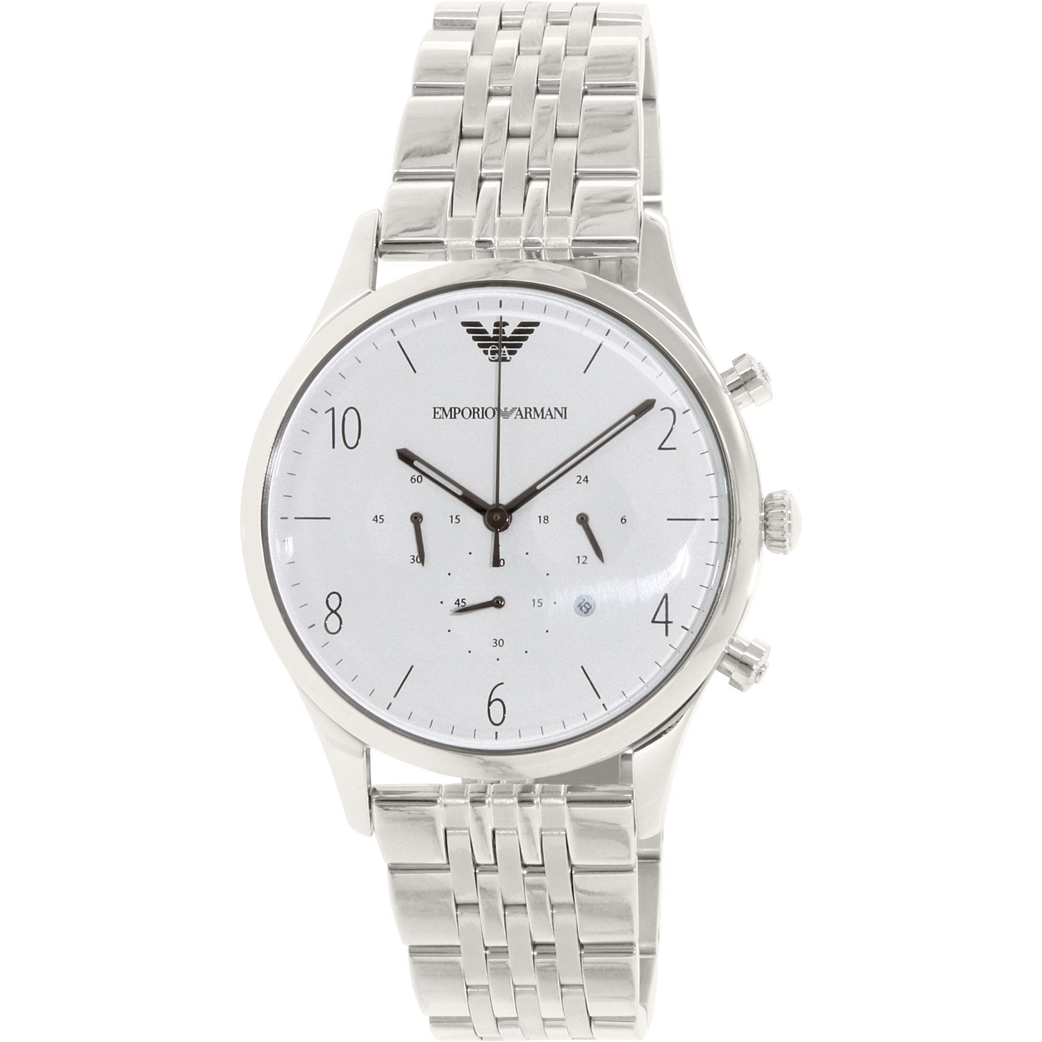 Mens silver emporio armani watch Clearance