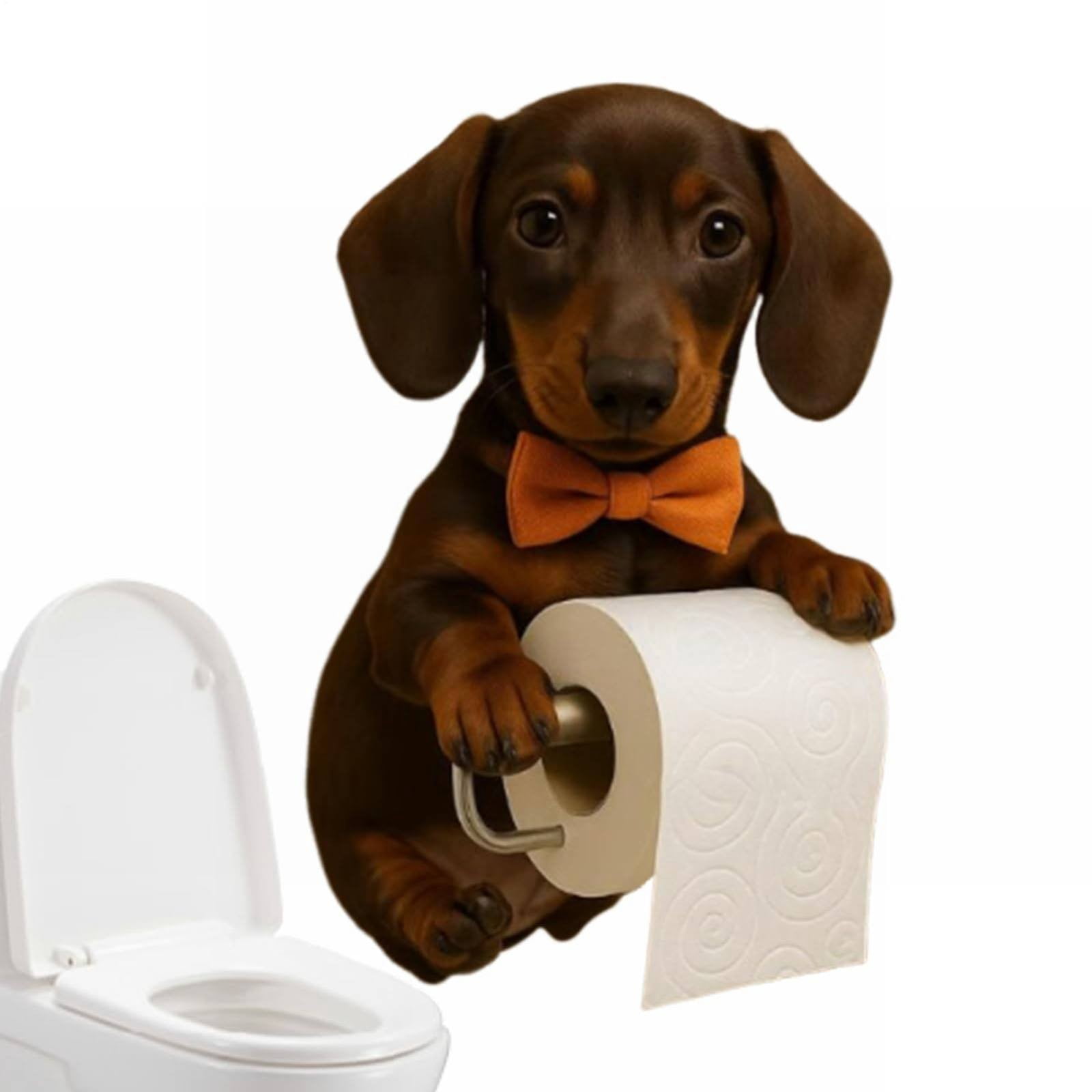 Dog Toilet Roll Holder Cute Dachshund Design, Bathroom Kitchen Statue, Storage Rack, By Kingtowag