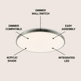 thumbnail image 4 of JONATHAN Y Astrid 21.25" 1-Light Modern Minimalist Iron Circle Integrated LED Flush Mount, Brushed Nickel, JYL7908B, 4 of 9