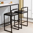 thumbnail image 2 of Hassch Contemporary Armless Bar Stools Set of 2, PU Leather Upholstered Seat, Counter Height Chairs with Metal Legs, for Home Pub or Kitchen Island, Black, 2 of 8