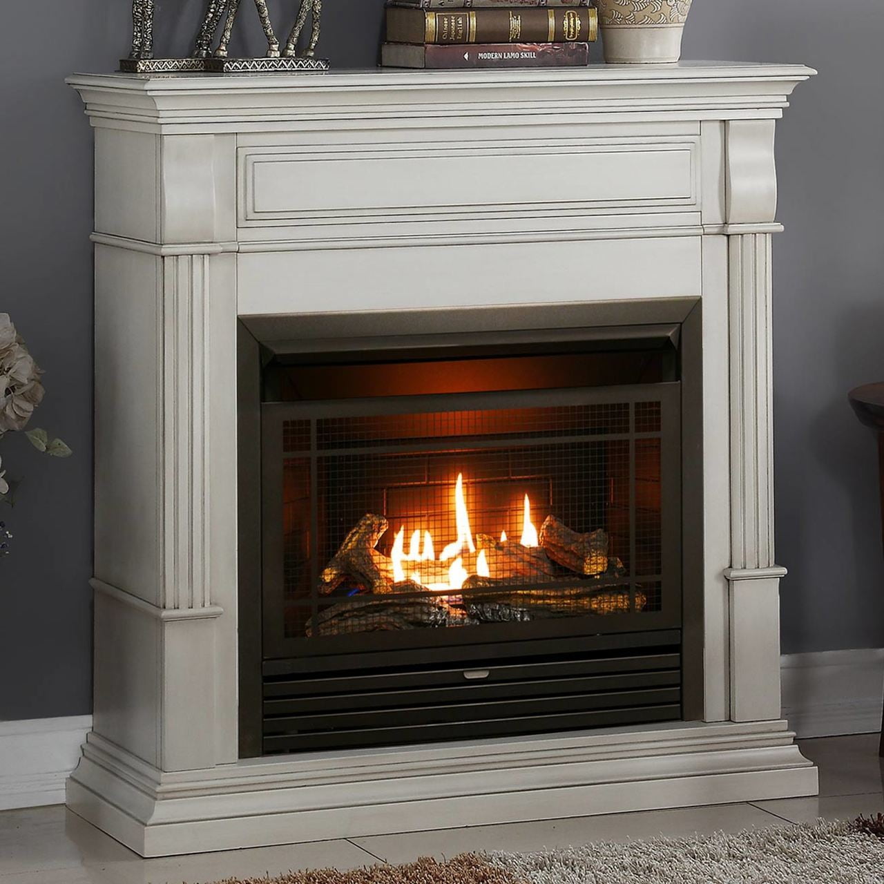 Duluth Forge Dual Fuel Ventless Gas Fireplace - 26,000 BTU, T-Stat Control,  Antique White Finish - Walmart.com