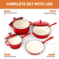 thumbnail image 3 of Sophia & William 7 Pieces Enameled Cast Iron Nonstick Cookware Set, Red, 3 of 9
