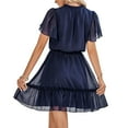 thumbnail image 2 of Womens Short Sleeve V Neck Ruffle Elegant Mini Short Skirt Dresses, 2 of 7