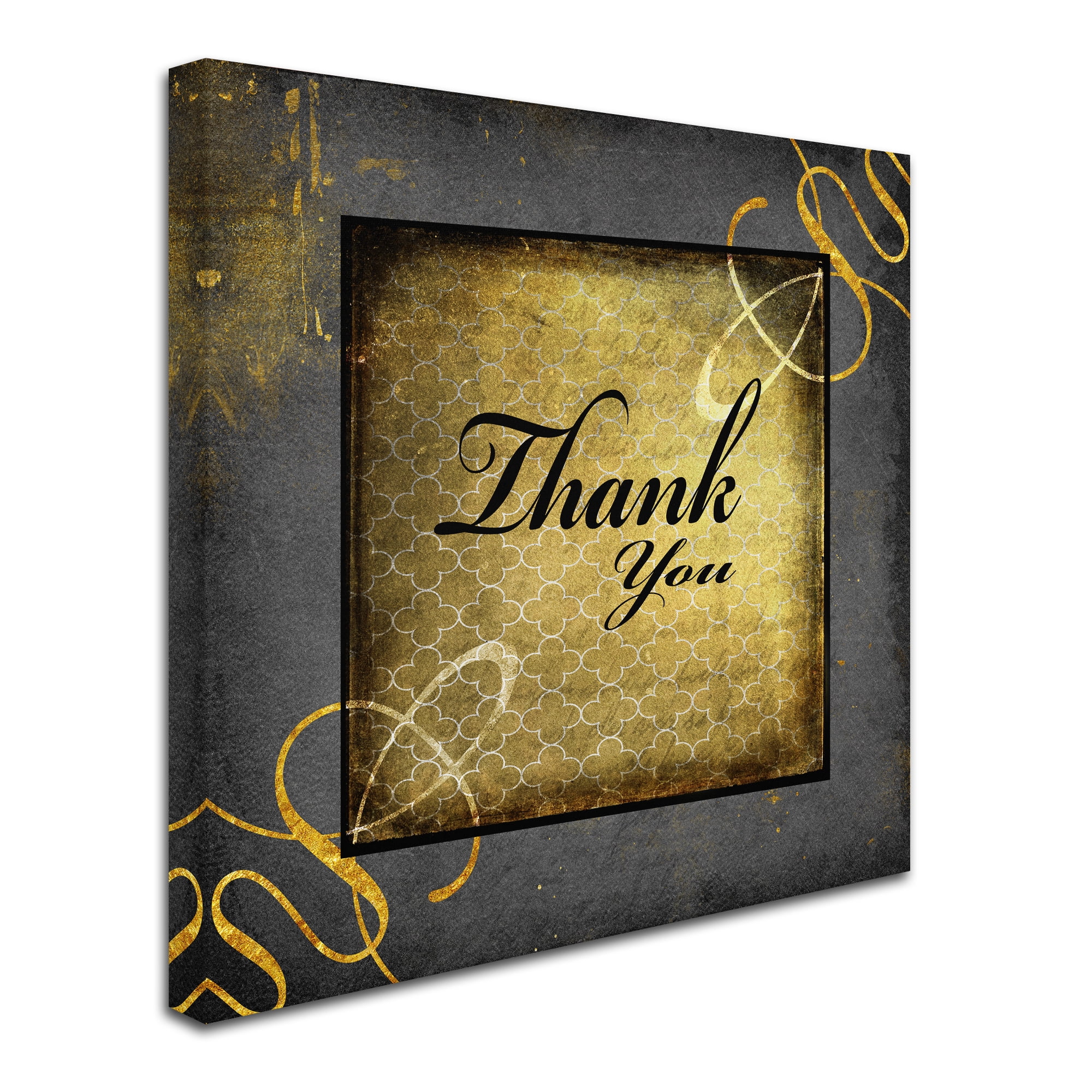 Trademark Fine Art 'Black & Gold - Thank you 1' Canvas Art by LightBoxJournal