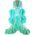 thumbnail image 1 of Women\'s Trailing Long Dress Feather Flared Sleeves Dress Perfect For Bachelorette Parties, 1 of 1