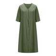 thumbnail image 4 of Drses Women's Casual Dresses Women's Summer Solid Color Short Sleeve V-Neck Dress Short Sleeve Dress for Women Summer, 4 of 6