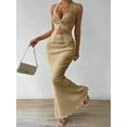 thumbnail image 6 of Women'S Two Piece Outfits Twist Front Halter Tops and Skirt Summer Set Khaki XS, 6 of 9