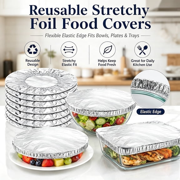 Clearance Under $1 Reusable Aluminum Foil Insulation Covers Thickened Heat Retention Lids for Kitchen Containers 50-Pack